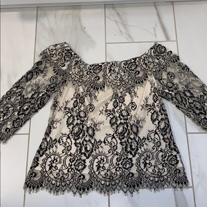 White House Black Market Off-the-Shoulder Lace Top